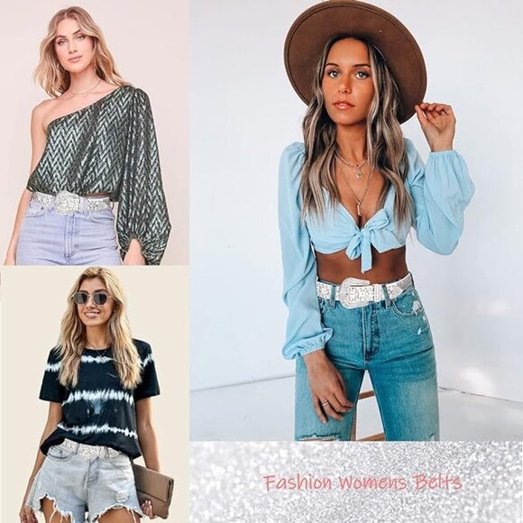 BOGO Un Fader Faux Leather Embellished Rhinestone Crystal Bling Western Belt XL - Picture 9 of 10